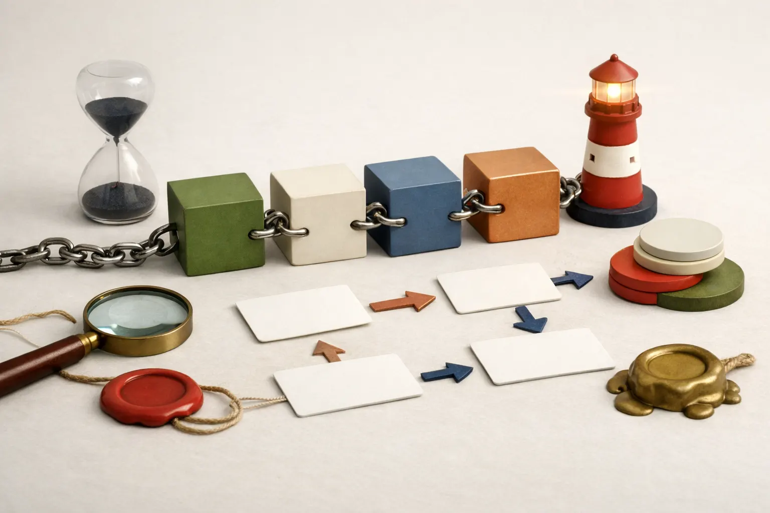 블록체인이 뭔가요: 거래 묶음을 순서대로 잠그는 방법 큰 그림 시각 자료